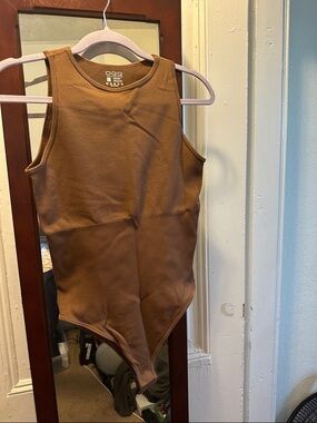 Women’s Brown Ribbed One-Piece Bodysuit